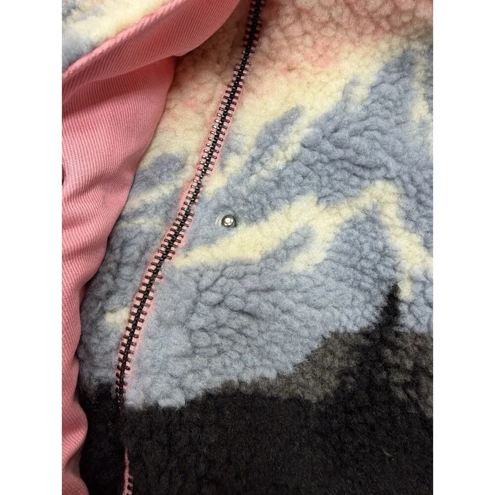 Anthropologie Spiritual Gangster Jacket Pink Amari Sherpa Fleece Cozy Small NWT